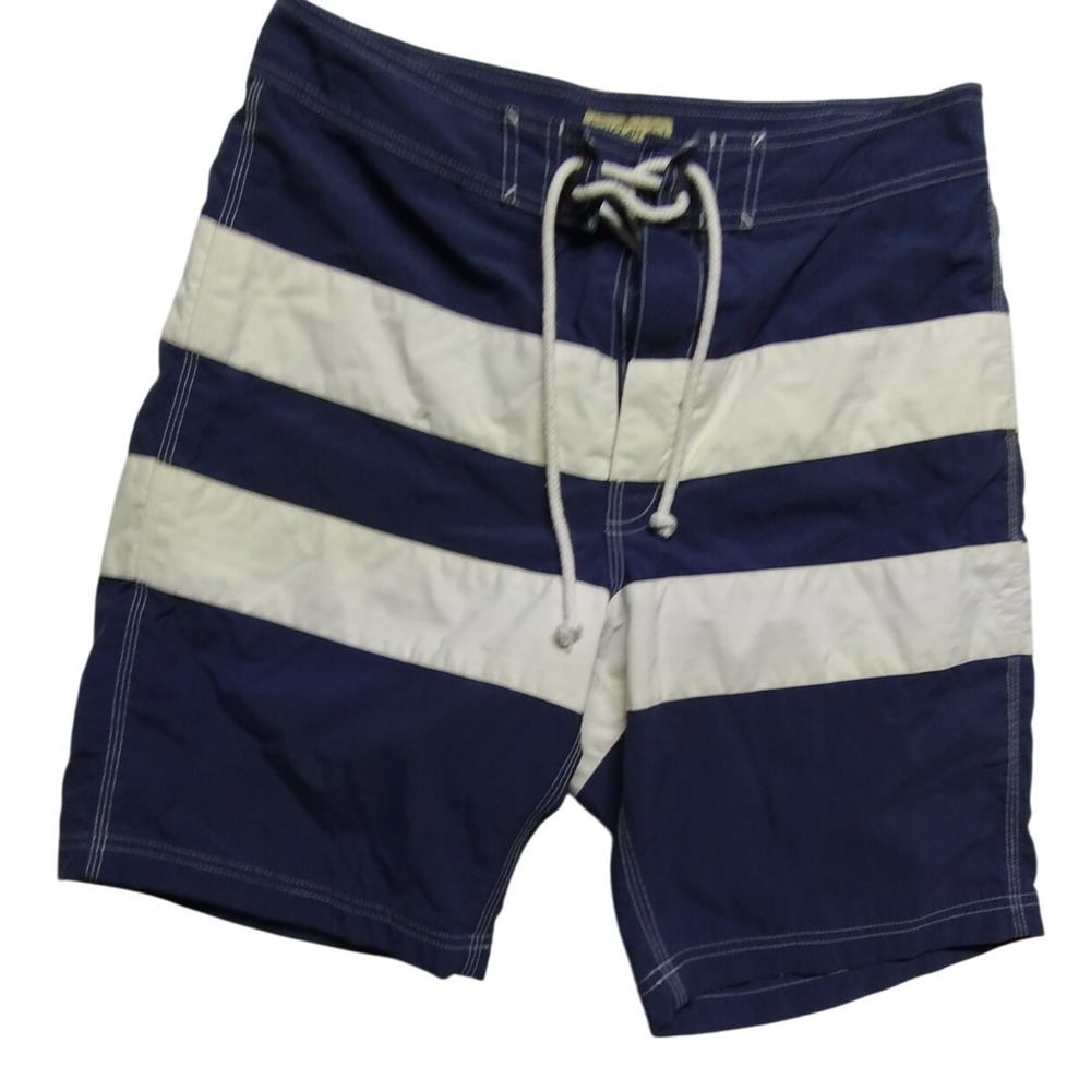 J. Crew The Original Longboard Swim Trunks Striped Blue White Size 31
